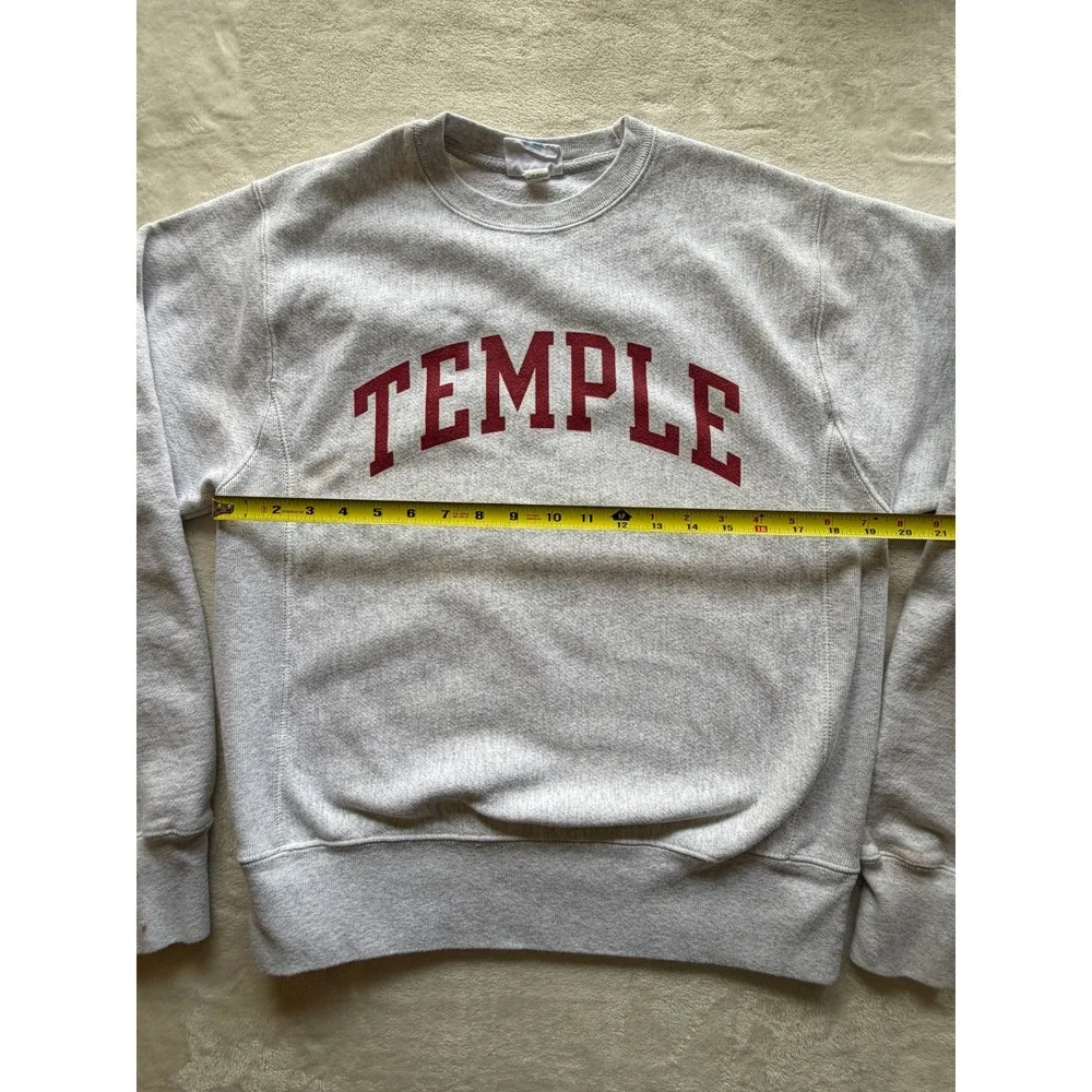 90s Vintage Champion Grey Temple Reverse Weave Sweatshirt Mens Small Excellent